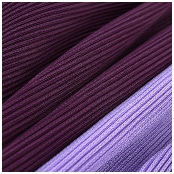 🛍 Purple Color Block Accordion Pleated Dress - Picture 5 of 6